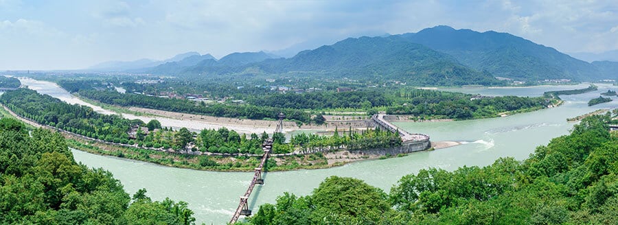 An ancient irrigation system in Dujiangyan City Sichuan China