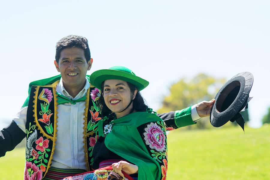 Peruvian couple dancing Huayno