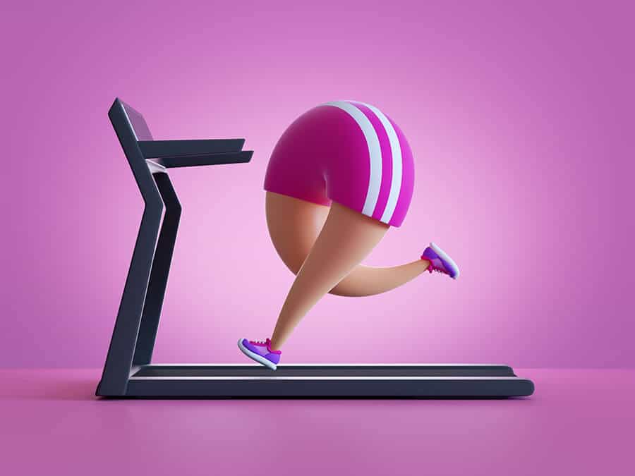 Corpulent legs run on treadmill