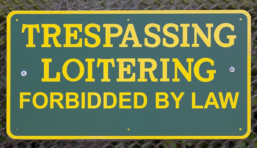 TRESPASSING LOITERING FORBIDDED BY LAW