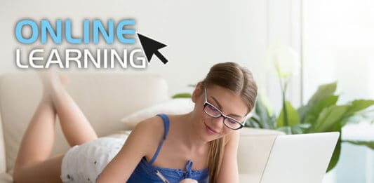 Young Woman Doing her online course