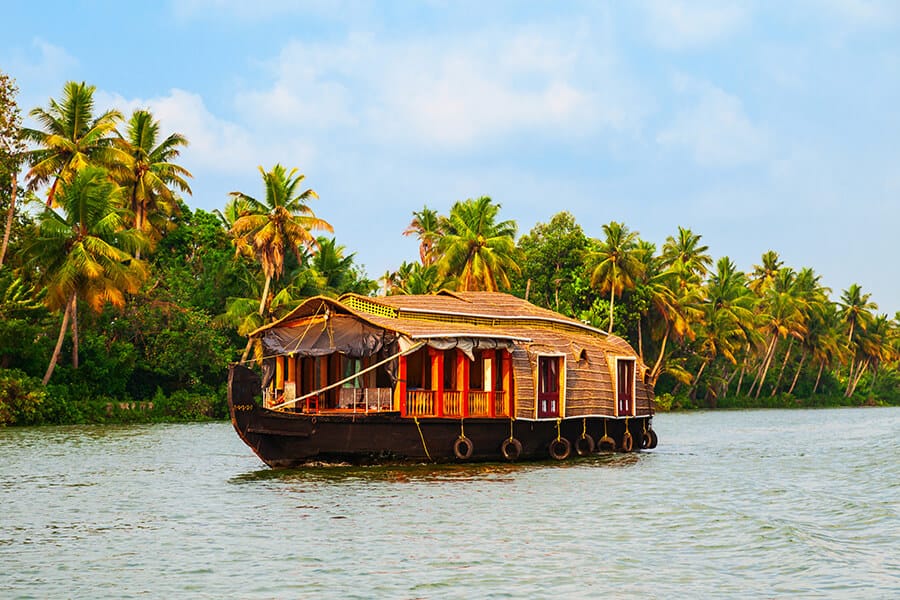 A houseboat sailing in Kerala