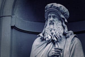 Leonardo Da Vinci statue in Firenze Italia