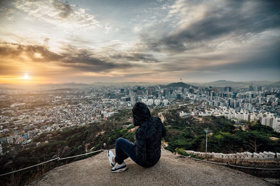 View of N Seoul Tower at Namsan Park Seoul city South Korea