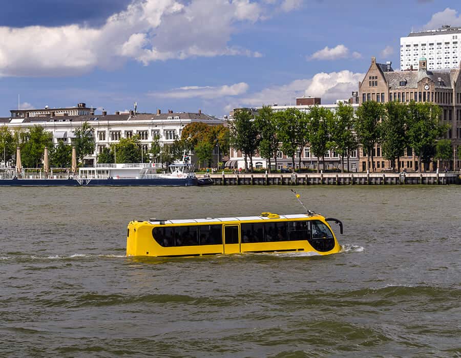 Yellow amphibious bus