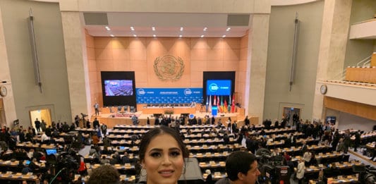 Rez at the first Global Refugee Forum in the UN Palace of Nations in December 2019