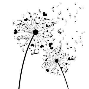 Dandelion and music notes
