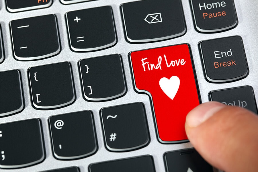 Computer keyboard key with find love