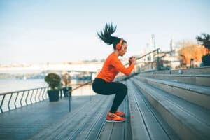 Woman excercising while listening to the music