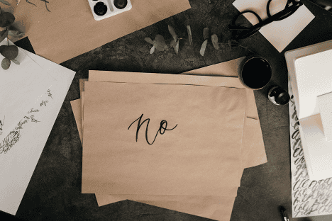 An envelope with black lettering.